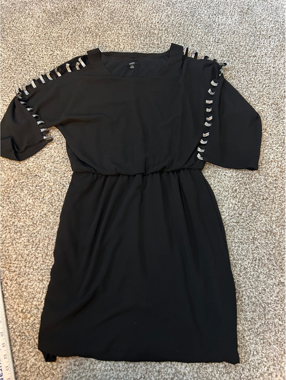 MSK Black Mini Dress With Open Slotted Sleeves